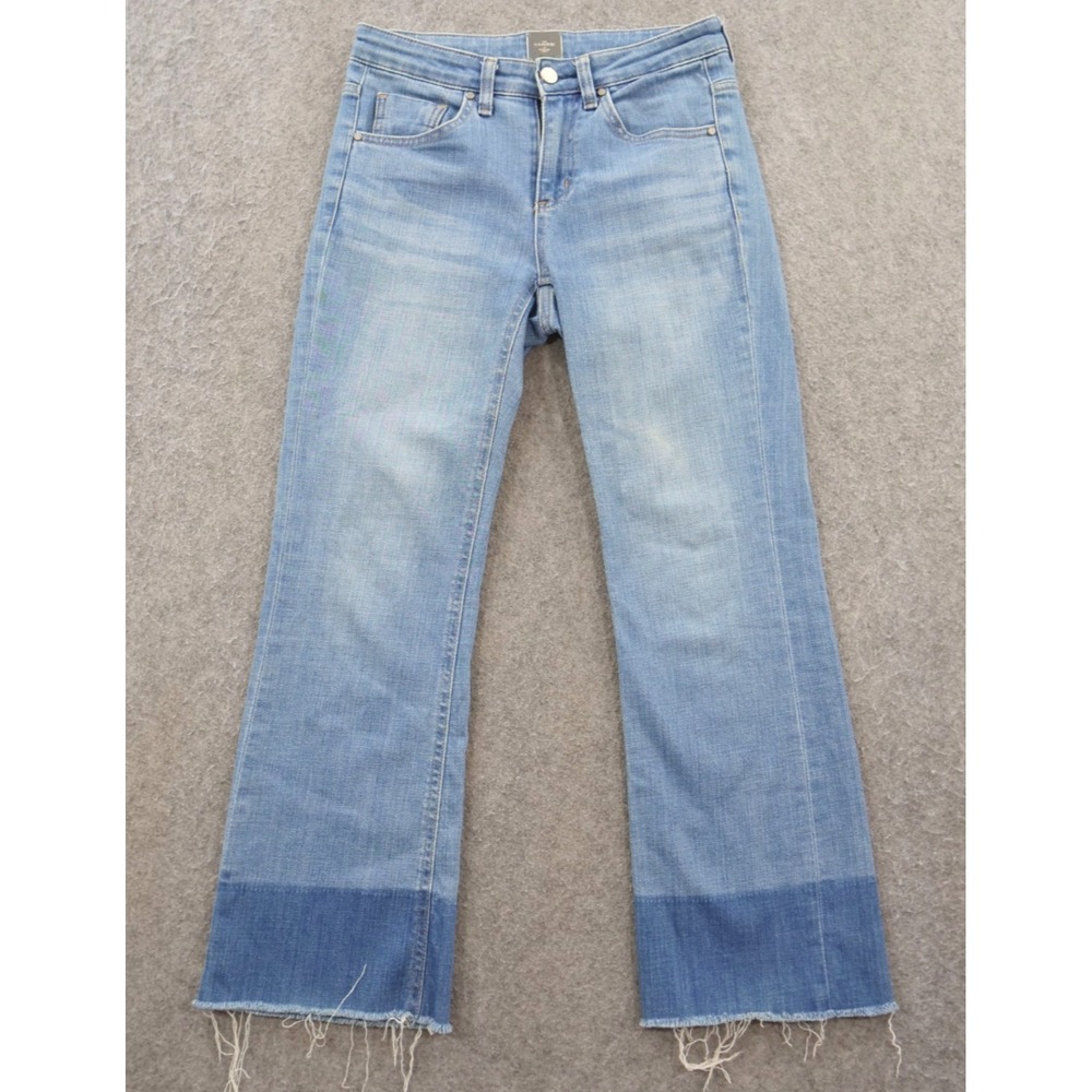 Deuxieme Classe Jeans Womens 6 Blue The Cover Straight Leg Raw Hem